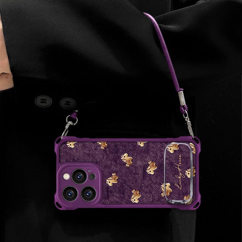 Full screen pony is suitable for Apple 13Pro mobile phone case 17 bracket 16 with lanyard 15p anti-drop 14 new 13 women