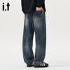 Izzue Herren Gewaschene Gerade Weite Jeans