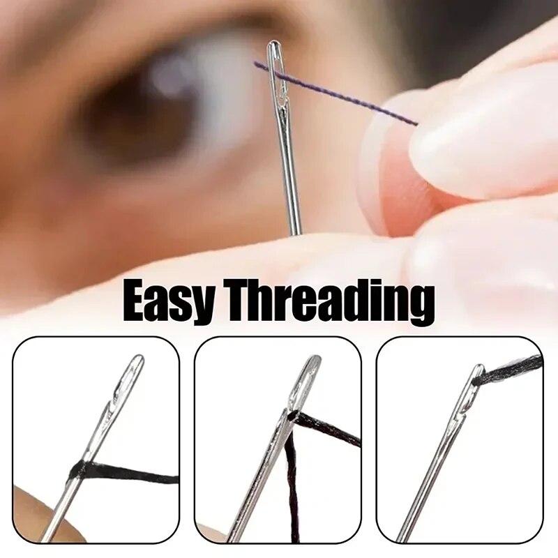30 stücke Blind Nähnadel Ältere Edelstahl Schnelle Automatische Selbsteinfädler Nadel Nähnadeln DIY Punch Nadel Einfädler