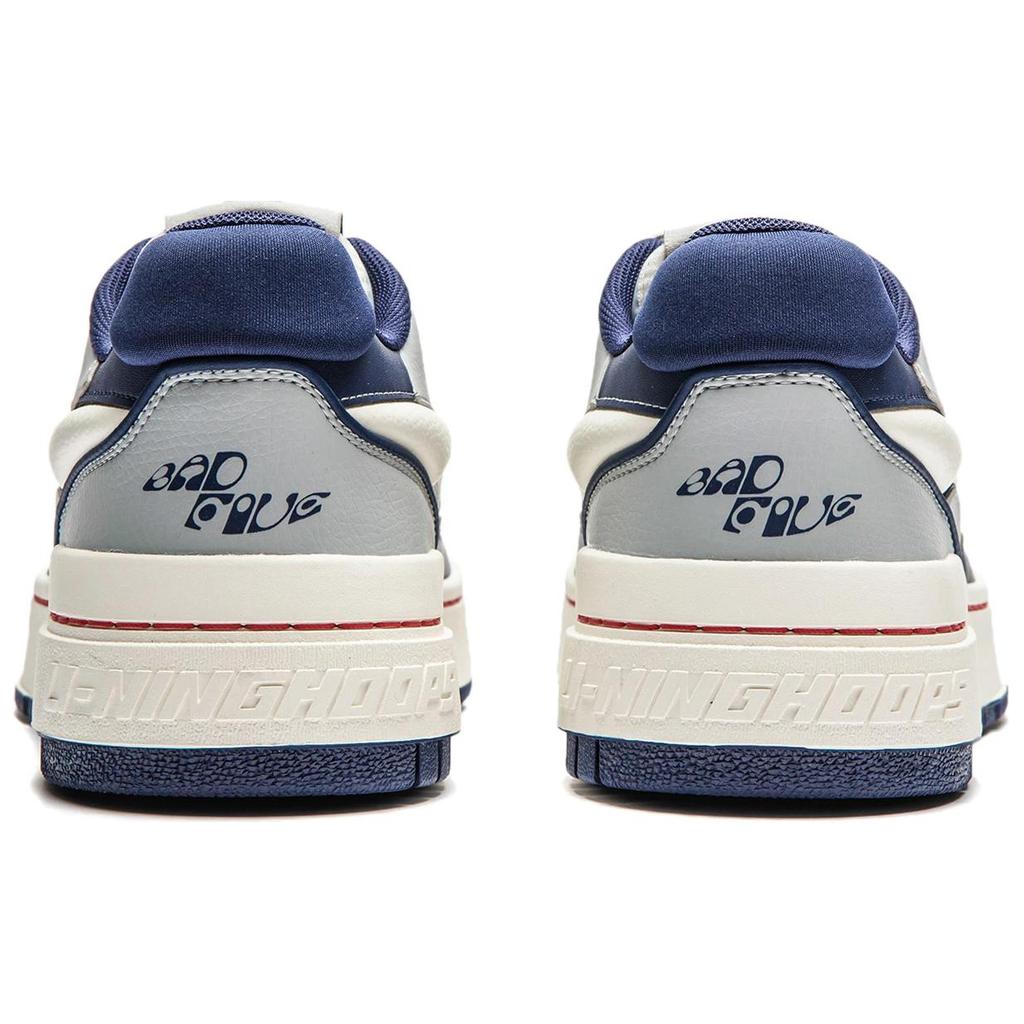 Li Ning Slip Resistant Abrasion Resistant Low top Basketball Shoes Unisex Gray Blue White ABCU005-3
