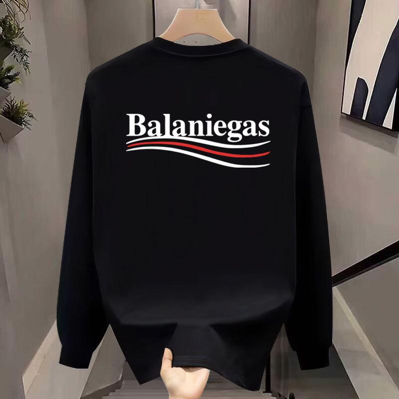 Threaded Cuffs Long Sleeves Trendy Brand Pure Cotton Men'S Bottom Shirt T-Shirt Trendy Crew Neck Men'S And Women'S Versatile Top