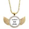 Colar Personalizado com Foto Asa de Anjo de Cristal Pingente de Cabochão de Vidro Personalizado Presente de Aniversário para Bebê Mãe Pai Família