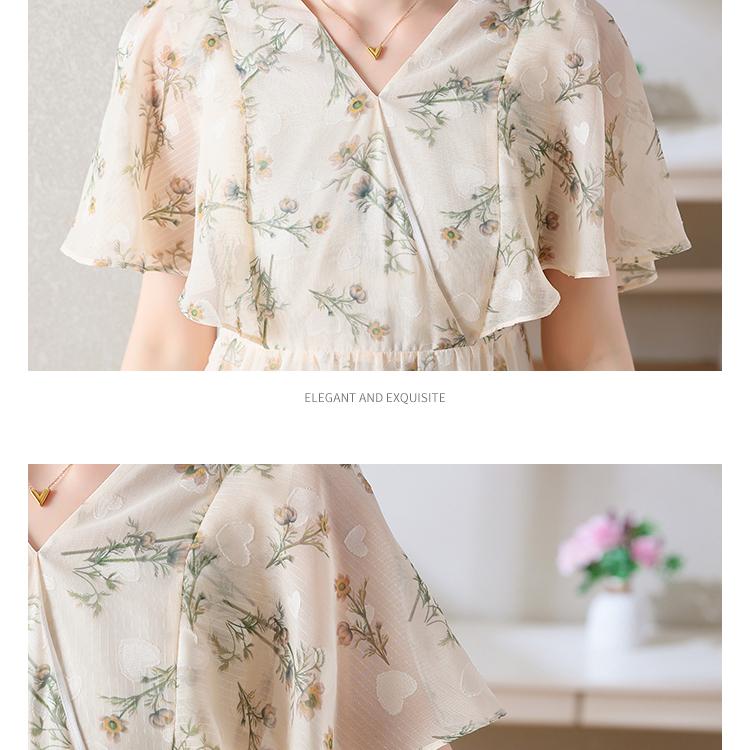 Abito estivo da donna in stile francese di nuovo arrivo con scollo a V e bella balza in vita