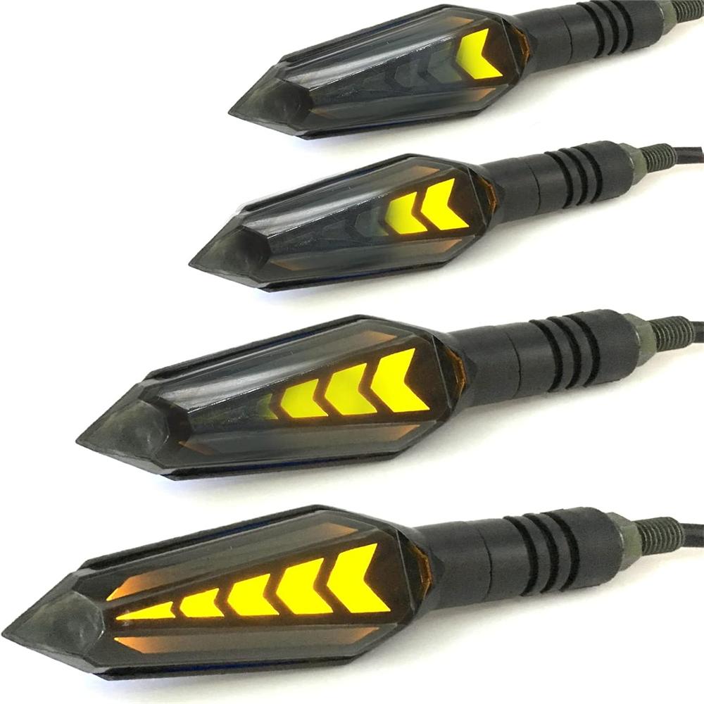 Universal 4Pcs Motorcycle Turn Signals Double Color Led Yellow Amber Flowing Blinker and Blue Daytime Running Indicator (Black)
