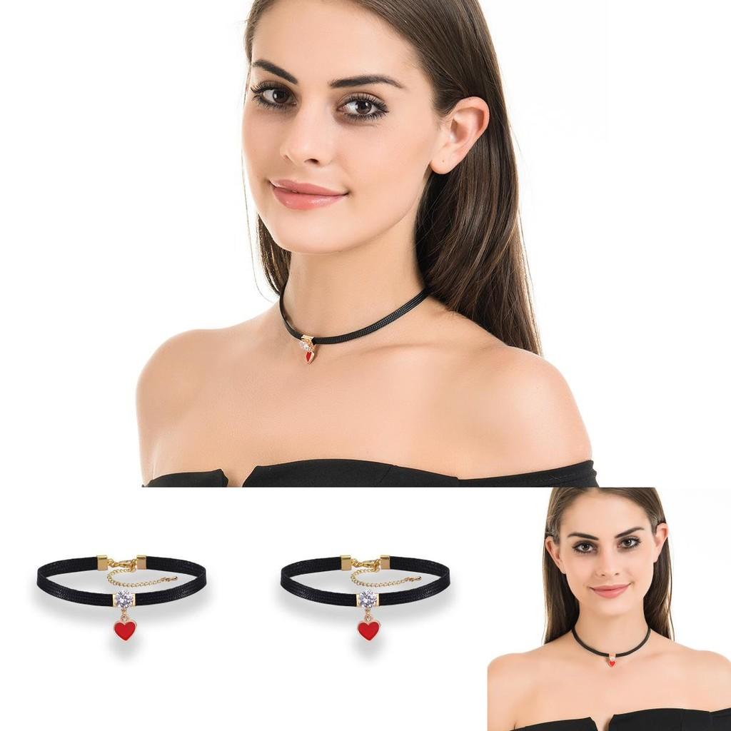 Womens Black Stylish Choker Necklace With Heart Design Ideal For Weddings And Travel