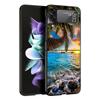 Summer Beach Sunset Sea Palm Tree Black Cover for Samsung Galaxy Z Flip 7 6 5 4 3 5G Phone Case Flip7 Flip6 Flip5 Flip4 Flip3 Pa