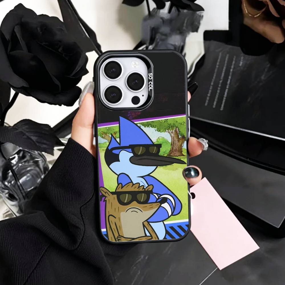 Lazy M-Mates M-Mordecai and R-Rigby   Phone Case For iPhone17,16,15,14,13,12,11 Plus,Pro Max Colored Silver Plated Inside Cover