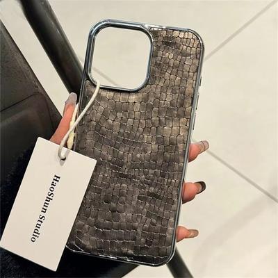 Custodia di Lusso Lucida con Motivo Coccodrillo Per iPhone 16 15 14 13 12 11 Pro Max Plus Placcatura Cool Armatura Antiurto Colore Brillante Cover