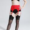 Adjustable High-Waisted Lace Metal Garter Belt with 6 Buckles - Non-Slip Long Stockings for Women