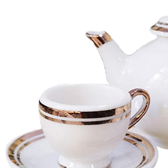 1 Set Dollhouse Tea Set Realistic Decoration 1/6 Scale Mini Ceramic Tea Set Accessories for Kitchen Scene