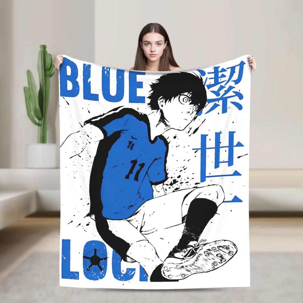 Isagi Yoichi Blue Lock  Blanket Multiple Sizes Soft Fuzzy Plush Manga Throw Blankets for Sofa Couch and Bed