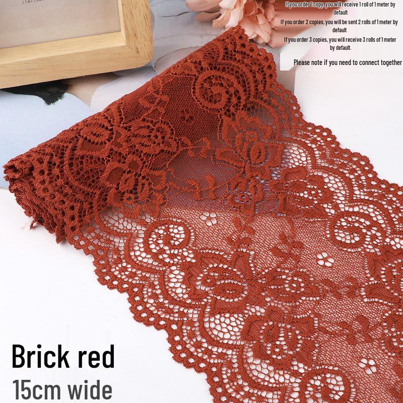 Bordo in pizzo elastico morbido largo 15 cm per decorazione di abbigliamento e gonne fai da te in bianco o nero