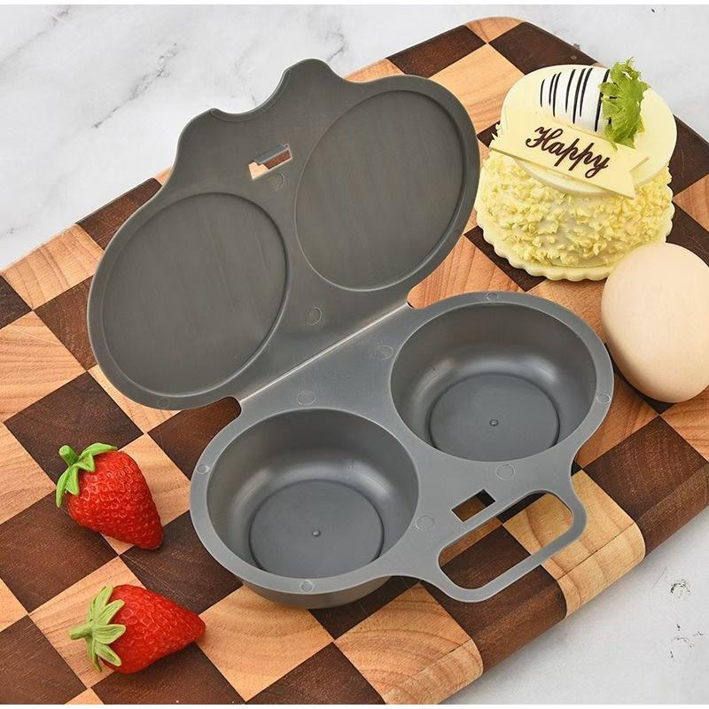Microwave Dual Cavity Microwave Egg Poacher With Lid Handle Steamer Plastic Fryer Egg Boiler Egg Steaming Mold Kitchen Fried Egg 6