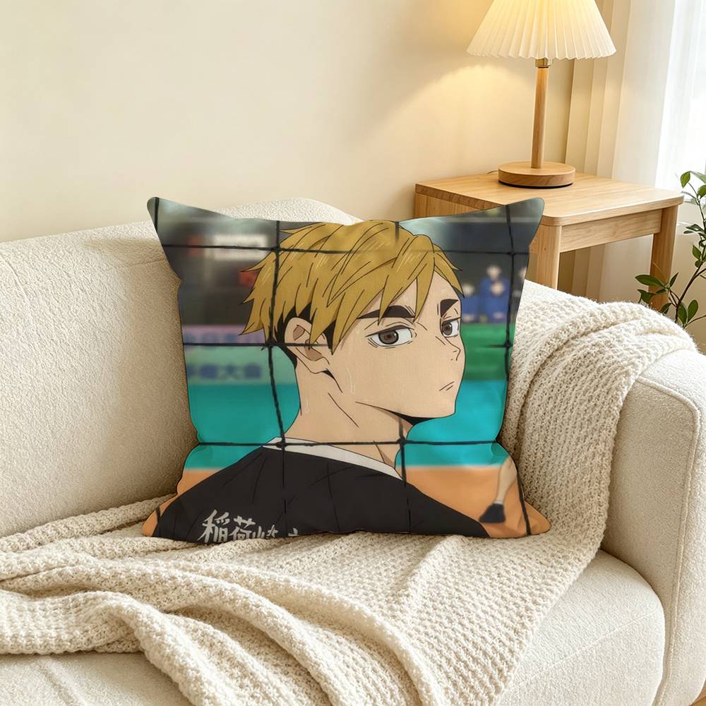 Anime H-Haikyuu Atsumu Miya Pillow Case Square Double-Sided Sofa Cushion Cover Bedroom Bedside Pillow