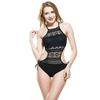 Women Summer Fashion Bikini Lace Bandage Hanging Neck Halter One-piece Swimsuit