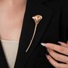 Vintage Long Leaf Pin Corsage Ornament Metal Glossy Brooch Uniform Ginkgo Leaf Brooch  Banquet