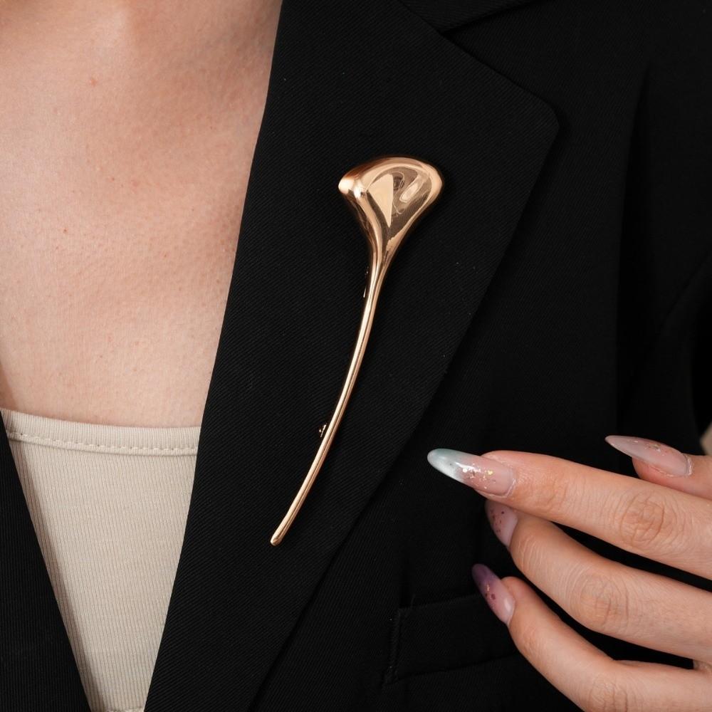 Corsage Ornament Ginkgo Leaf Brooch French Style Metal Glossy Brooch  Western-style Clothes