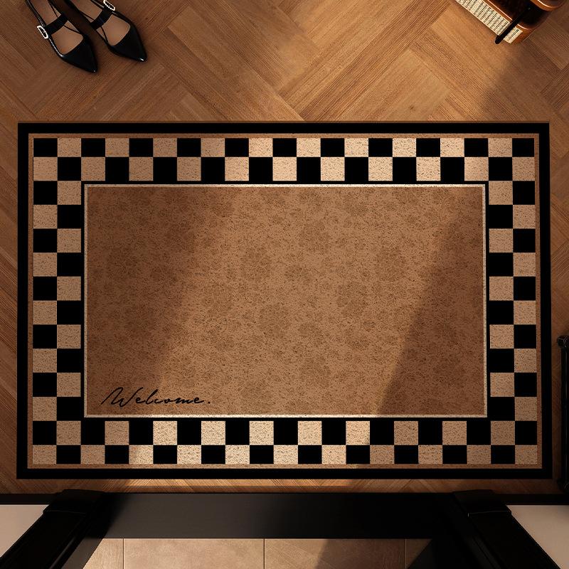 

Коврик для пола в средневековом стиле, легкая роскошь, высокий класс, коврик для пола из шелковых колец, ковер для двери, ПВХ, можно резать и грязеотталкивающий коврик для пола 40 * 60Cm (silk ring)