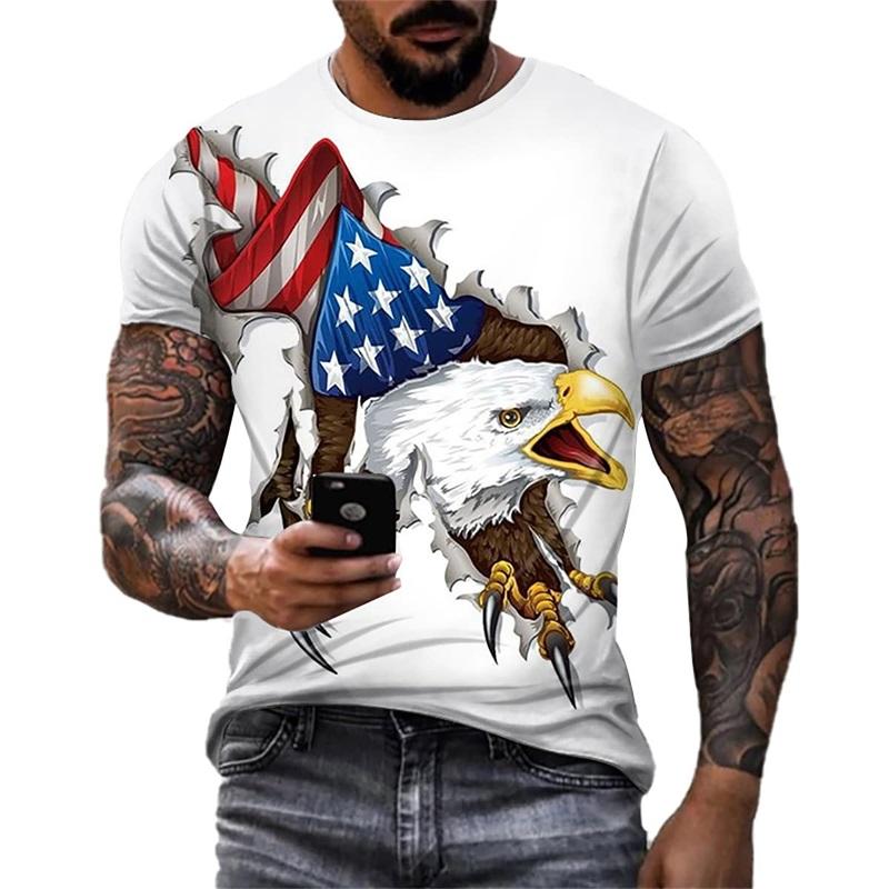 

Fashion America Eagle U.S. Flag Graphic T-Shirt for Men Clothing Tees Women Cool Streetwear Summer S