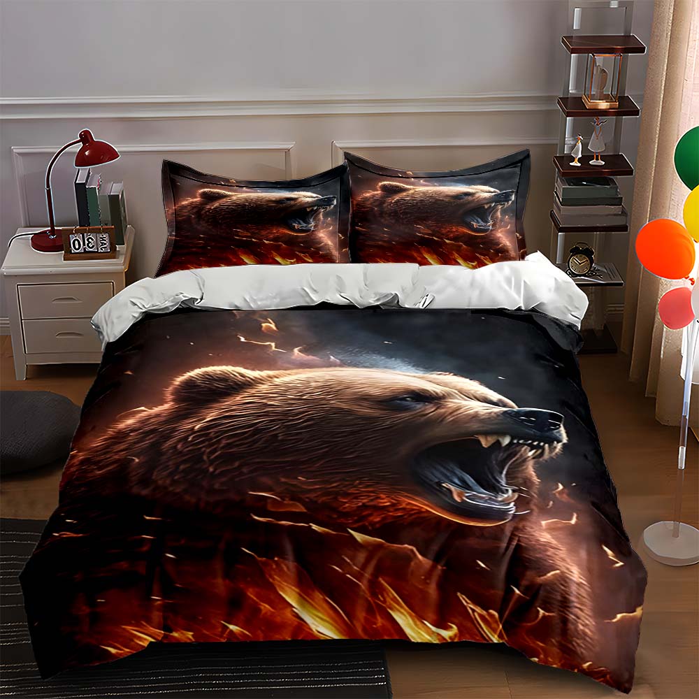 

Fierce roaring bear. Bedding Duvet cover sets Duvet covers Pillowcases gifts (1 * Duvet Cover 2 * Pillowcases, without duvet insert) 135x200cm