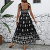 Women's Summer New Casual Holiday Halter Dress Slim Ethnic Style Printed Dresses