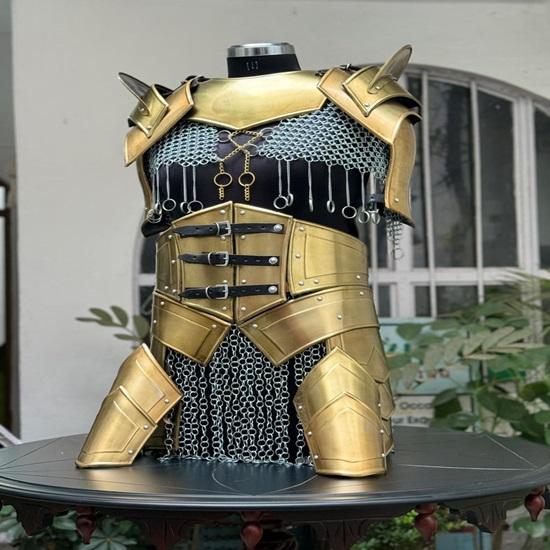 Medieval Women’s Warrior Armor Set  Black Chainmail LARP  Cosplay Costume  Fantasy Reenactment And Festival Gear