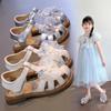 Girls Closed Toe Soft Sole Sandals, Summer Crystal Bow Princess Beach Shoes for Middle and Big Kids
