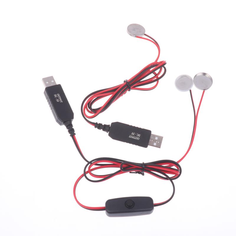 Usb To 3V Cr2032 Fake Battery Charger Cord With Switches Power Supply Cable For Watch Microphone Toy Remote