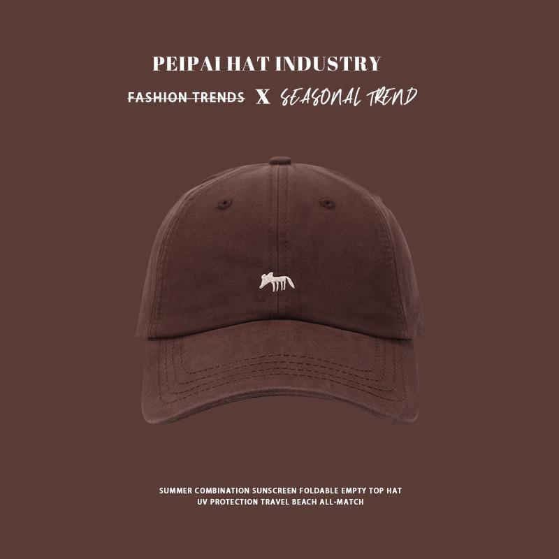 Little Fox Grape Purple Baseball Cap Women's Embroidery Cute Wide Brim Sun Hat Men's and Women's Same Face Small Cap