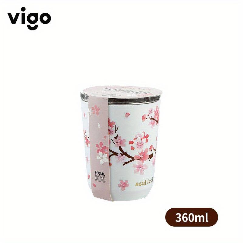 

1 шт., стакан Vigo Sakura с крышкой - стильная бутылка для воды из нержавеющей стали, идеально подходит для летних и зимних напитков - милая розовая кружка - дорожные аксессуары 360ml/12oz