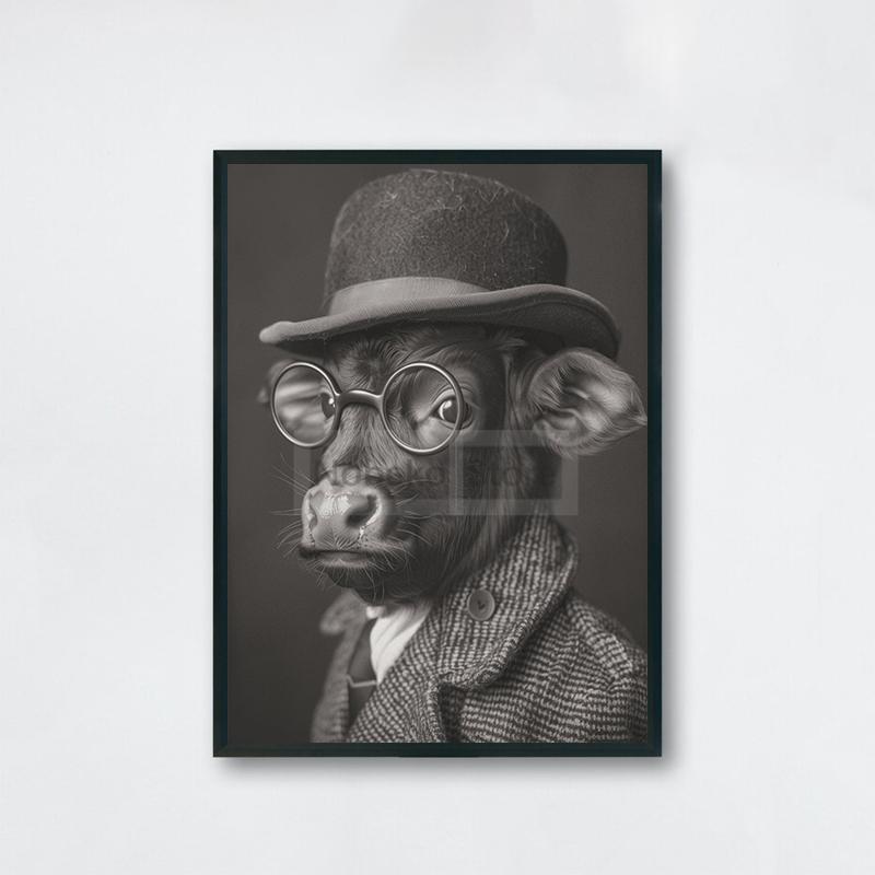 Gentleman Vintage Animals Poster Antique Design Prints Canvas Painting Retro Wall Art Pictures Home Room Monochrome Decoration