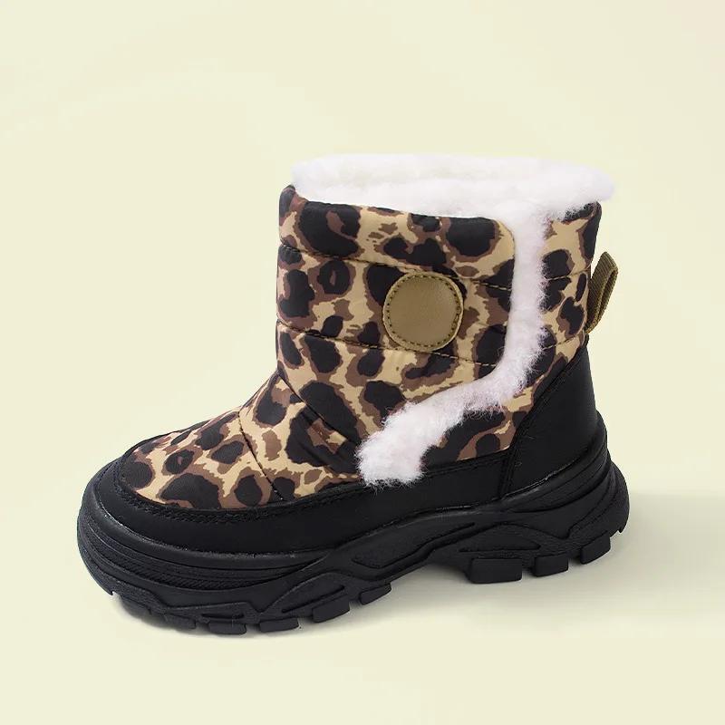 

Kids Cotton Boots Winter New Style Girls Cotton Boots Soft Soled Boys Cotton Boots Fashion Girls Shoes Anti Slip Boys Shoes 26insole17.6cm цветной печати леопарда