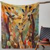 Colorful Giraffe Art Throw Soft Microfleece for Home Decor Bedding or Gift Ideal for Living Room Bedroom