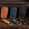 Leather Car Key Case For Vw Volkswagen Golf Vii Mk7 Gti Jetta 4 Buttons Flip Keychain Hoder Remote Control Fobs Protector Cover