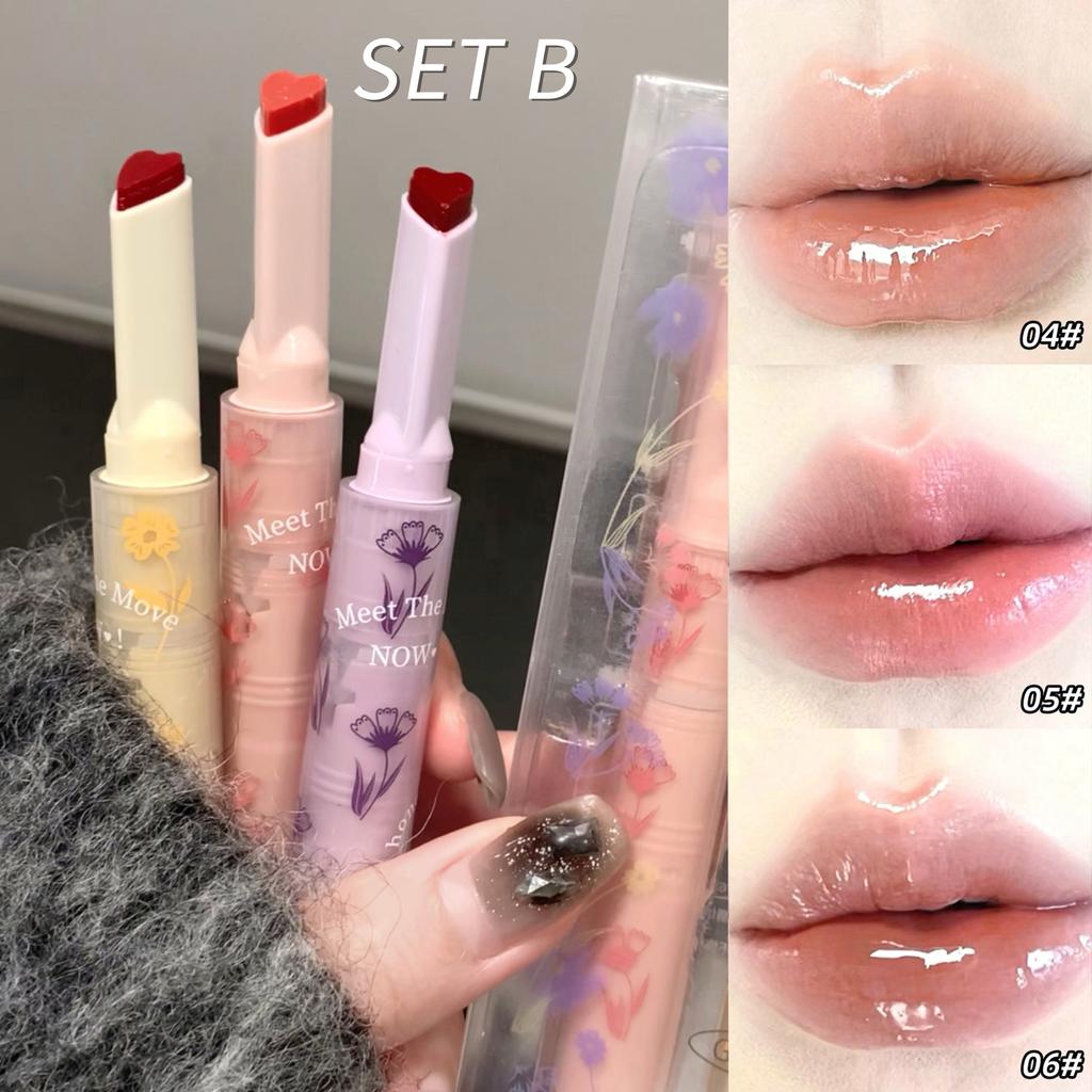 Gege bear 3 Color Lipstick Pencil Set Floral Honey Collection Jelly Moisture Lip Nectar Lipstick Pencil Set