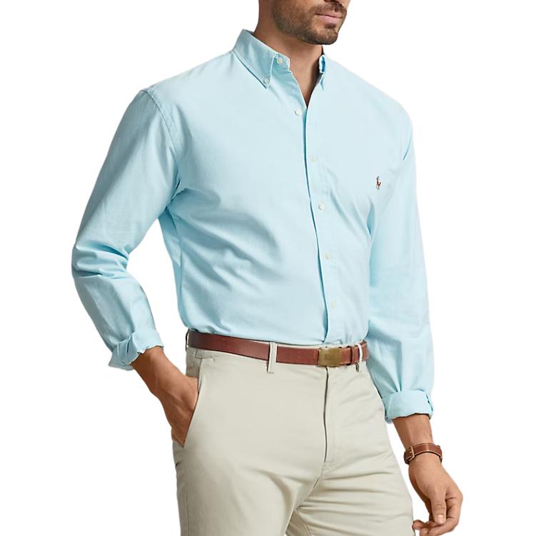 Polo Ralph Lauren Chemise à Boutons Uni avec Logo et Col Boutonné Manches Longues Homme Bleu Ciel 710548535-003