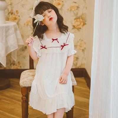 Girls' Summer Princess Nightdress - Ice Silk Pajamas for Little Students and Babies