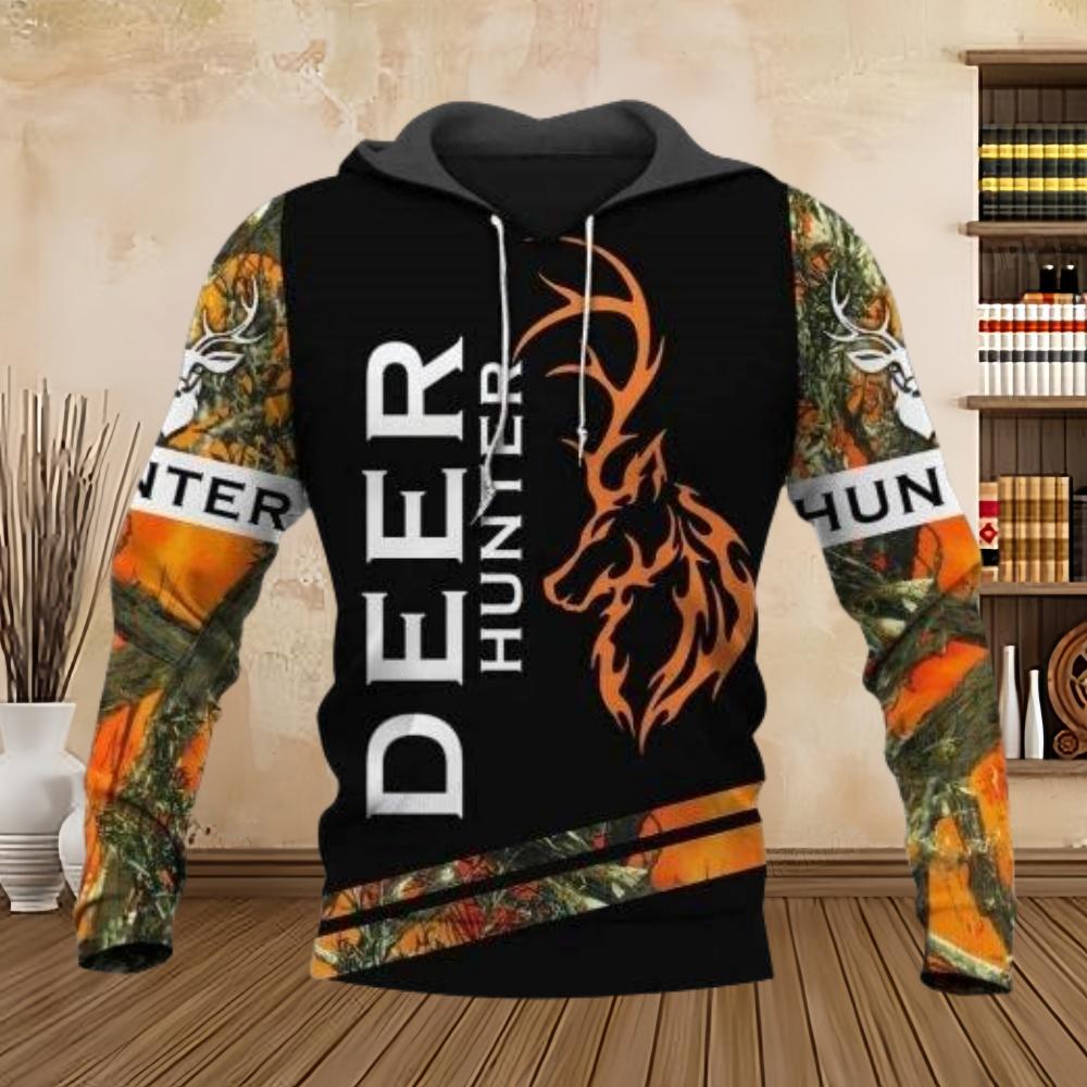 New In Sweatshirts Street Deer Graphic Long Sleeves Zipper Hoodie Tops Autumn Comfortable Kangaroo Pocket Oversized Zipup Hoodie