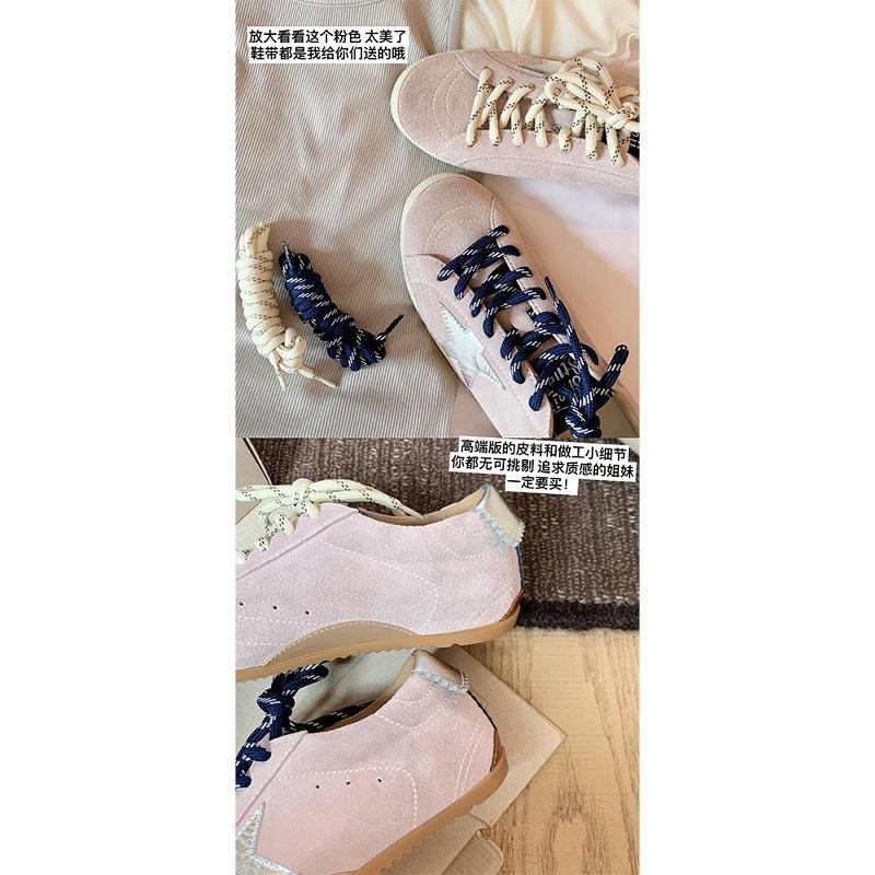 Cowhide version~ polished leather retro lace-up board shoes women's star shoes flat-bottomed versatile small dirty shoes