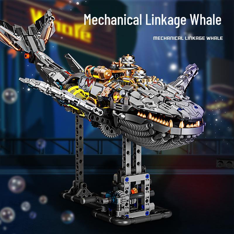 Mei Ji Mechanical Whale & T-Rex Assembly Blocks - Electric, High Difficulty, LEGO Compatible Gift