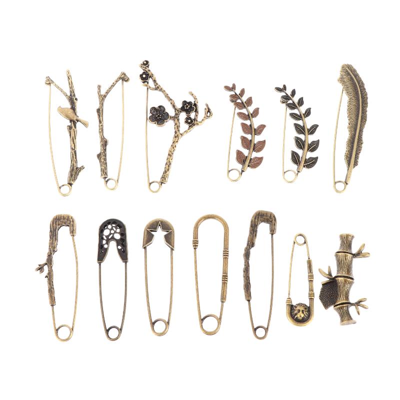 Retro Branches Leaves Brooches Anti-gloss Pins Vintage Women Cardigan Clip Scarf Buckle Men Suit Lapel Pin Bag Hat Accessories