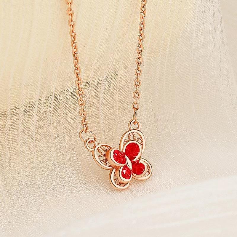 Enamel Filigree Butterfly Necklace Female Niche Design Light Luxury High-end Pendant Versatile Temperament Accessories Collarbone Chain