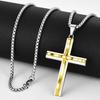 Men's Hip-Hop Titanium Steel Two-Tone Cross Pendant Necklace