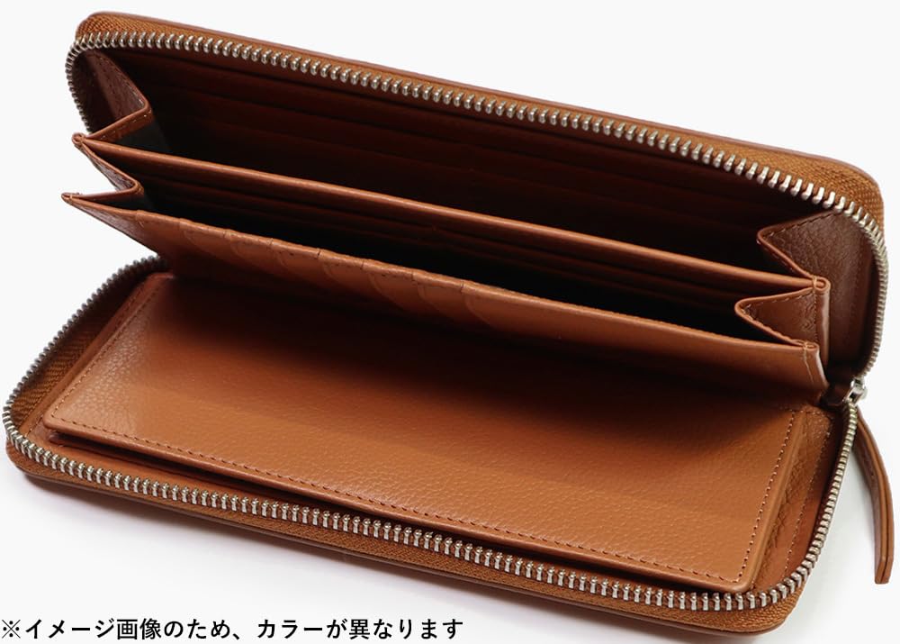 Portofel lung rotund Portofel lung din piele de vacă roz cromat [Creed] R-MILLED 335C117#35