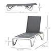Aluminium Frame Sun Lounger With Adjustable Back Grey