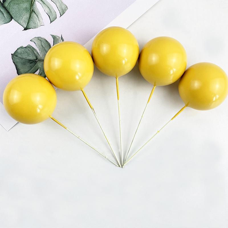 Sada zlatých kuličkových dekorací na dort - 10 kusů: Pěnová koule Narozeninová pekařská zapichovátka a doplňky na dezertní stůl