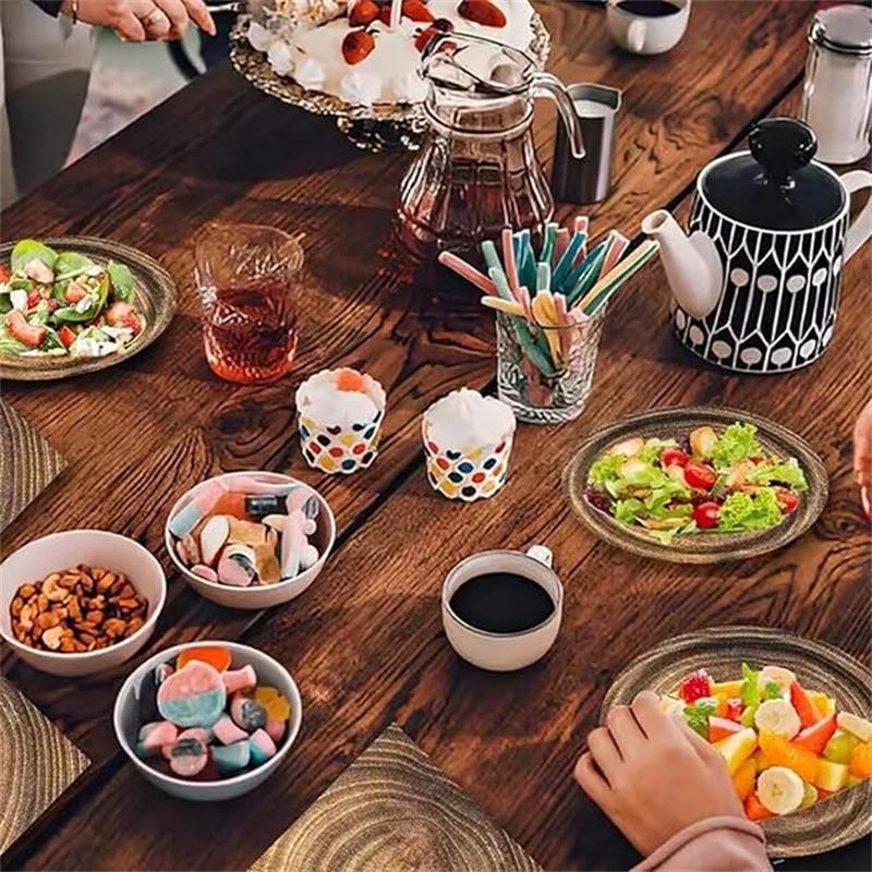 10pcs 7-inch/9-inch Retro Imitation Wood Grain Disposable Plate Paper Tray Birthday Party Holiday Party Decoration Household Ite