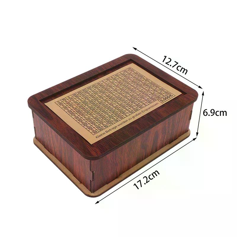 1set Wooden Piggy Bank Money Container for Cash Saving Treasure Coin Case in 1000/5000/10000 Euro Denominations