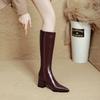 High Heels But Knee Boots Women's New Autumn and Winter 2025 Pointed High Boots Large Size Thick Heel Thin Boots