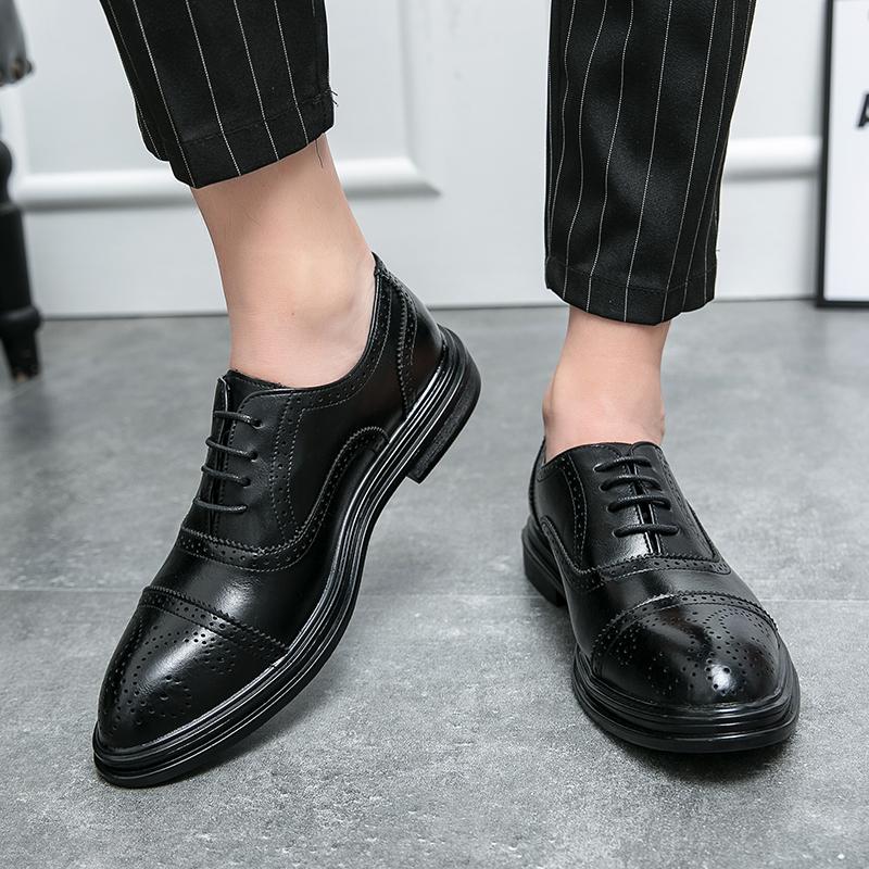 Fashion Gentleman Business Dress Shoes Men Shoes Black Brown Retro Casual Office Business Block Party Shoes PU Size 38-48 Men Shoes